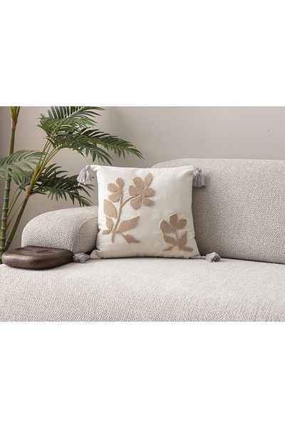 SWITA Comfort Series Punch Embroidered Linen Throw Pillow Cover 43X43 cm