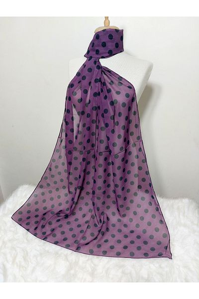 REMOMODA Patterned Chiffon Shawl Polka Dot Model