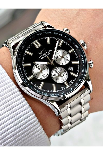 Romanson Function Silver-Black Color Steel Cord Steel Case Men's Wristwatch with 24 Months Warranty 1579.02