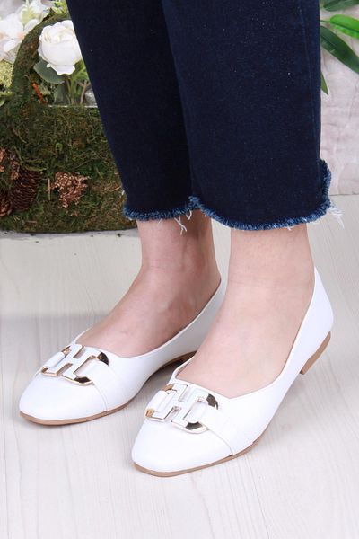 fort 42305 Stylish Comfortable Cut Toe Women's Ballerinas with Buckle Detail