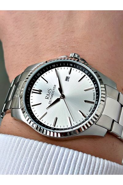 Romanson With Calendar Silver Color Steel Band Steel Case 24 Months Guarantee Men's Wristwatch 1623.01