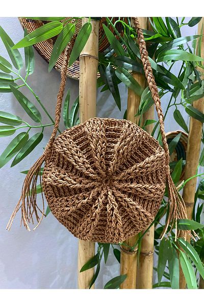 KÜBRA UYAN JEWELRY Macaron Bag / Straw Bag / Bohemian Bag / Hand Knitted Straw Bag / Paper Rope Bag