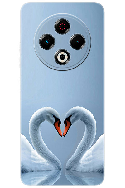 TECNO Spark 30 (KL6) Uyumlu Kılıf Desen Baskılı Silikon Kuğ ve Kalp STK:305 CP-70jf84n