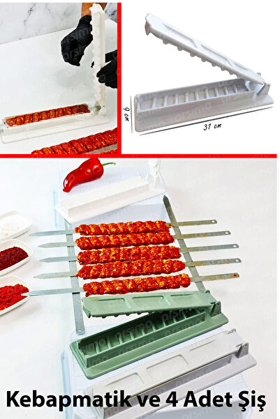 Home 4 Adet Şişli Kebapmatik Adana Urfa Kebap Kalıbı Aparatı Pratik Hızlı Kebap Yapma Seti
