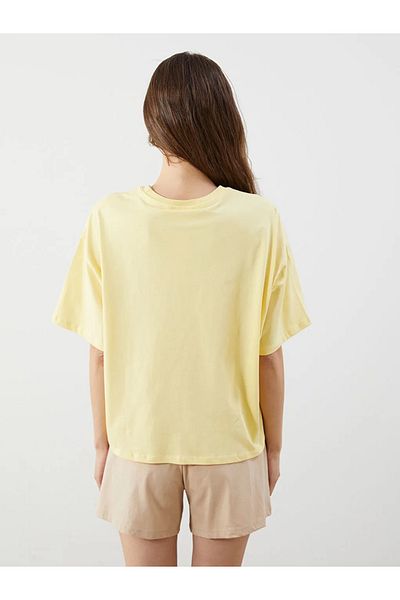 LC Waikiki Lcw Young Sari Crew Neck Printed Oversize Women's Pajama Top