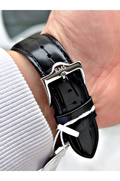 Romanson Special Design Black Color Sapphire Glass Leather Band Steel Case Men's Wristwatch 1632.03