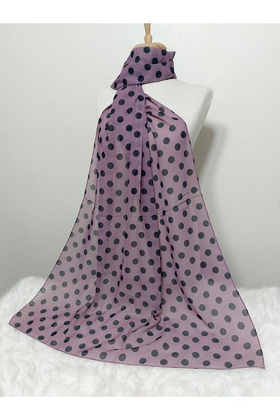 REMOMODA Patterned Chiffon Shawl Polka Dot Model