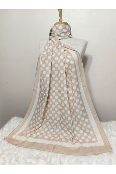 REMOMODA Patterned Chiffon Shawl Polka Dot Model