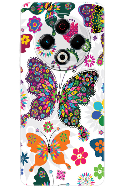 TECNO Spark 30 (KL6) Uyumlu Kılıf Desen Baskılı Silikon Renkli Kelebekler STK...