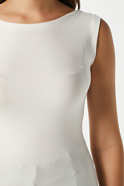 Ritnice Γυναικεία Nova Boat Neck Lux Touch Soft Texture Αμάνικη λευκή μπλούζα