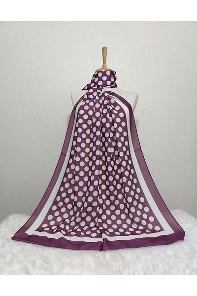 REMOMODA Patterned Chiffon Shawl Polka Dot Model