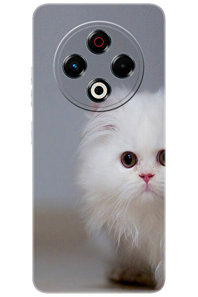 TECNO Spark 30 (KL6) Uyumlu Kılıf Desen Baskılı Silikon Beyaz Kedi STK:139 CP-p6rfoz4