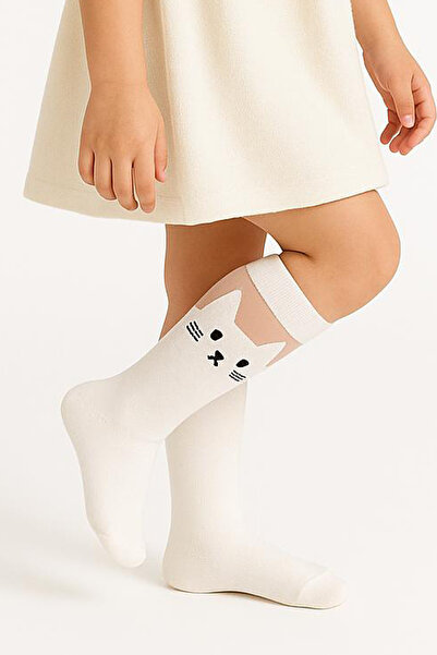 Trend Bebe Butik Детски чорапи до коляното с котешки мотиви | Сладък дизайн н...