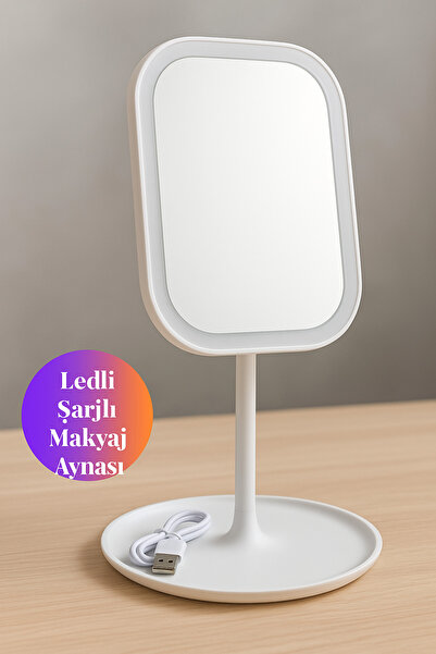 BRE HOME 3 renkli ledli taşınabilir masaüstü şarjlı ışıklı makyaj aynası 90 d...