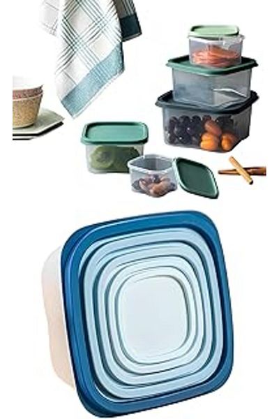 Mu Art Aee Set of 5 Nesting Storage Containers Tight Closure Freezer Suitable for Microwave Dishwasher