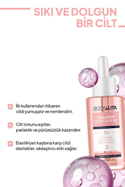 bodylita Collagen Serum, Nemlendirici Aydınlatıcı Sıkılaştırıcı %5 Aktif Serum İçerikli Vücut Serumu