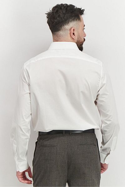 Cavalli Class by Roberto Cavalli Men Comfort Fit Long Sleeve Plain Dress Shirt, White