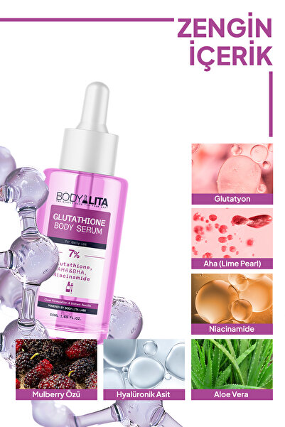 bodylita Glutathione Serum Cilt Tonu Eşitletici Leke Karşıtı %7 Aktif Serum İçerikli Vücut Serumu