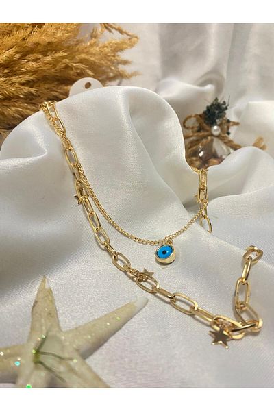 MİNİKLER SHOPPING 2Li Evil Eye Beaded Necklace