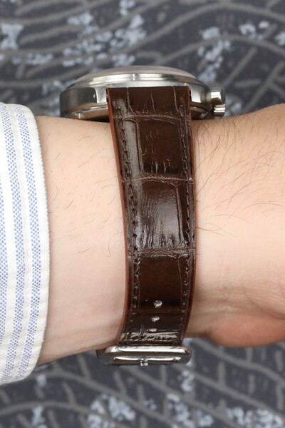 Onywatch 21  mm Kroko Baskılı Deri Kordon 21 mm Deri Kordon 21mm Deri Kayış 2...