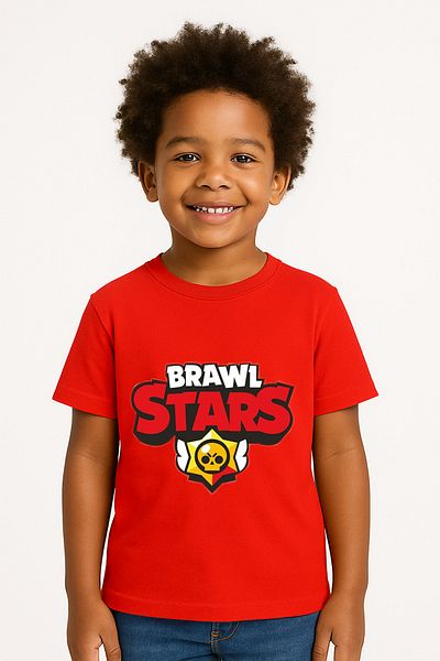 Trend Bebe Butik Brawl Stars Boy's T-Shirt Colorful Short Sleeve Cotton Summer Gamer Themed Design Basic T-Shirt