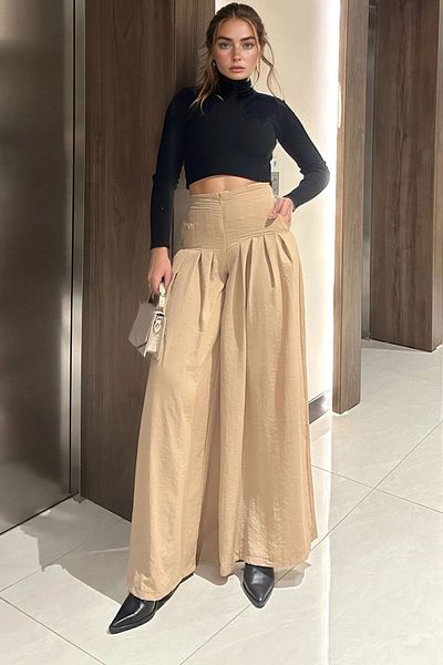 bacc Women's Caramel High Waist Loose Trousers Bcbsk-25700-3538