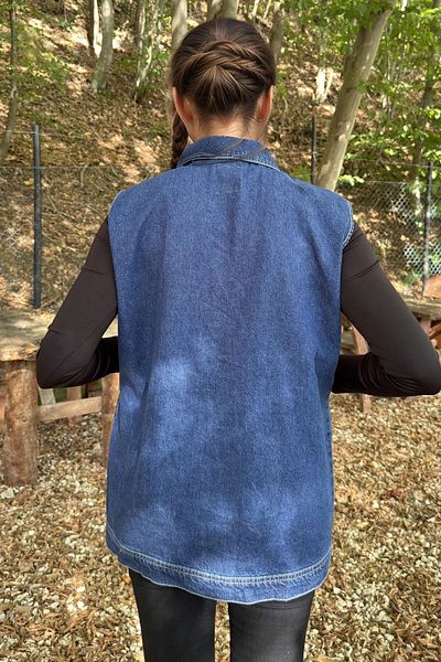 bacc Women's Blue Sleeveless Denim Vest Bcbsk-25700-Kt0099