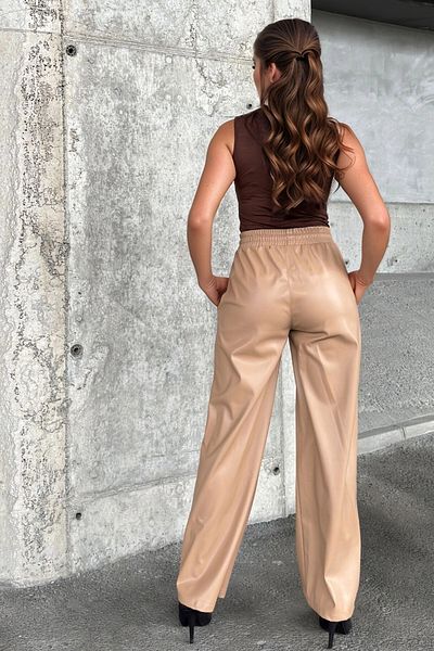 bacc Women's Tan High Waist Elastic Trousers Bcbsk-25700-3691