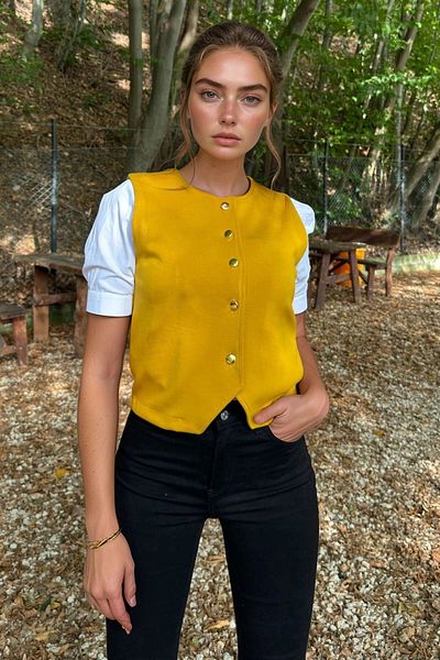 bacc Women's Mustard Comfortable Fit Vest Bcbsk-25700-3674