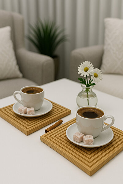 wellhome 2-Piece Bamboo Wooden Presentation Board 20X20 | Square Stylish Placemat – Natural Presentation Set