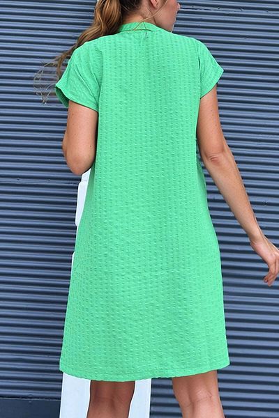 bacc Rochie lejeră cu textura moale pentru femei, verde, cu buzunare cu fante Bcbsk-25700-3655