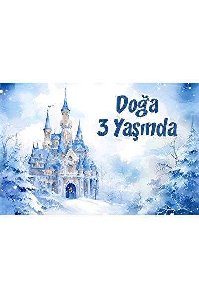 Reysa Tasarım Winter and Castle Themed Birthday Banner 100X150 cm