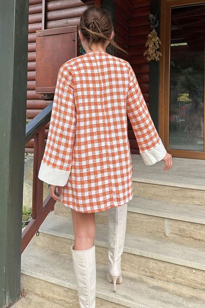 bacc Women's Orange Patterned Mini Dress Bcbsk-25700-3671