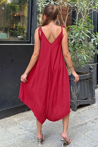 bacc Rochie fără mâneci pentru femei, burgundă, cu decolteu în V Bcbsk-25700-h5002