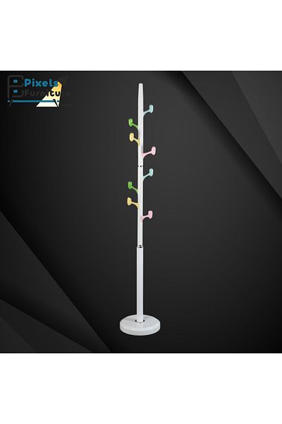 PixelsFurniture Pixel Furniture Modern Design Metal Clothes Hanger, Marble Base with 8 Hooks for Hanging Clothes and Scarves