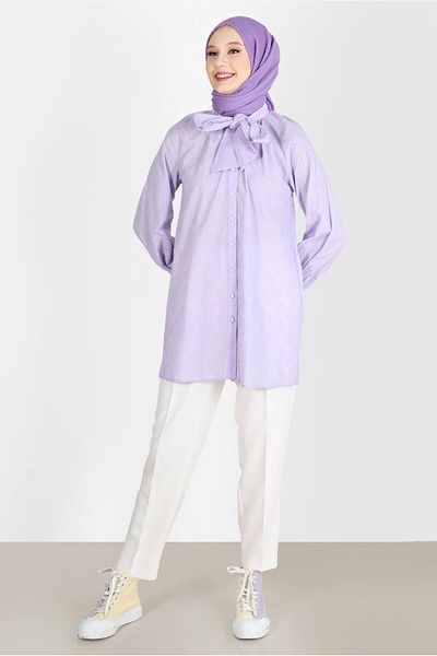 Alvina BINDING DETAIL BUTTONED COTTON TUNIC 42682