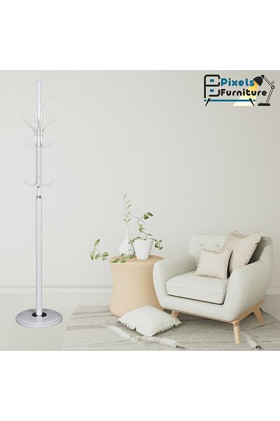 PixelsFurniture Pixel Furniture Modern Design Metal Clothes Hanger, Marble Base with 12 Hooks for Hanging Clothes and Scarves