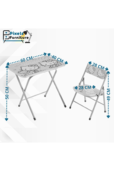 PixelsFurniture Pixel Furniture Kids Study Desk and Chair Set, Multifunctional Ergonomic Student Table, Foldable