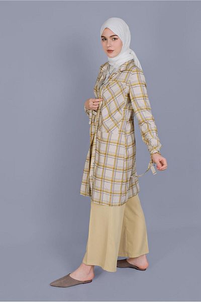 Alvina Checkered Tunic with Laces - 41519