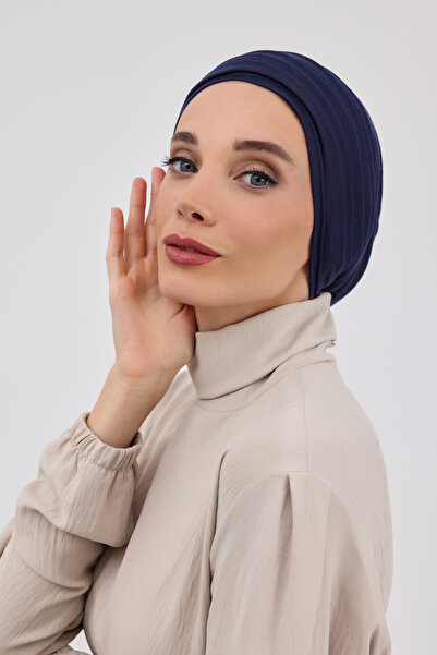 HIJAB VIP توربان قطعتين دبل سترتش كحلي - ربط