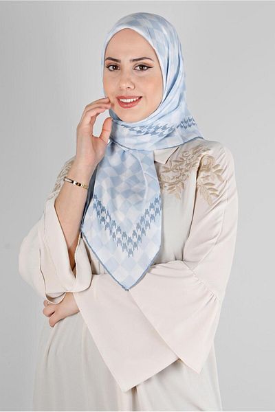 Alvina Eșarfă cu model în șah organic - 8215