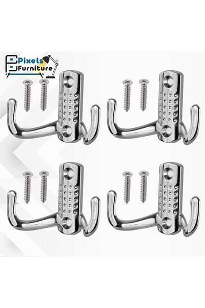 PixelsFurniture Pixel Furniture 4 Piece Chrome Wall Mounted Metal Clothes Hanger Set