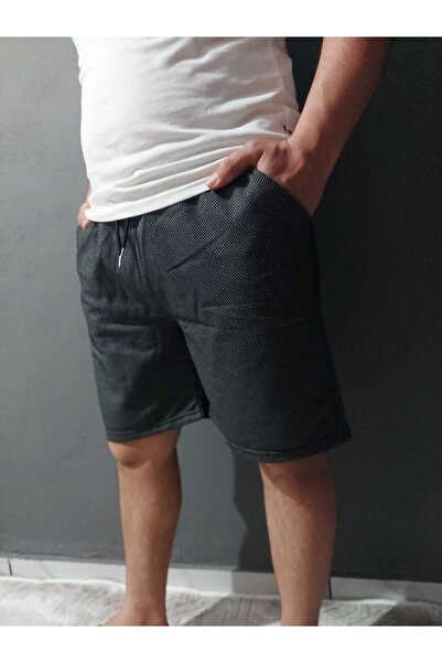 SURMARİ Rain Pattern Comfortable Fit Black Shorts