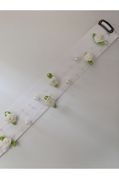 MutluBiDünya Boncuklu Saç İpi Gül Figürlü Toka