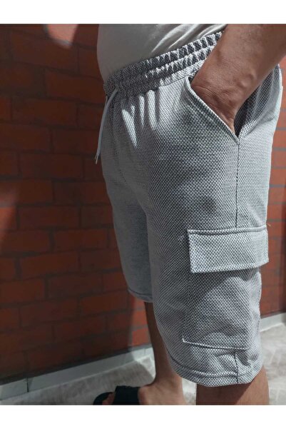 SURMARİ Yağmur Desen Kargo Cepli Gri Şort