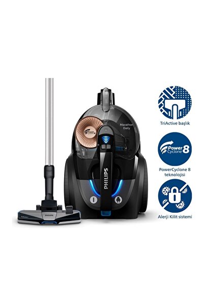 Philips Marathon Daily Toz Torbasız Süpürge 7000 serisi hepa13,