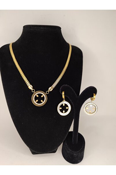 Romea Ezme Zincir Çeyreklik Çelik kolye & Küpe Takı Seti, Çeyreklik Set, Altı...