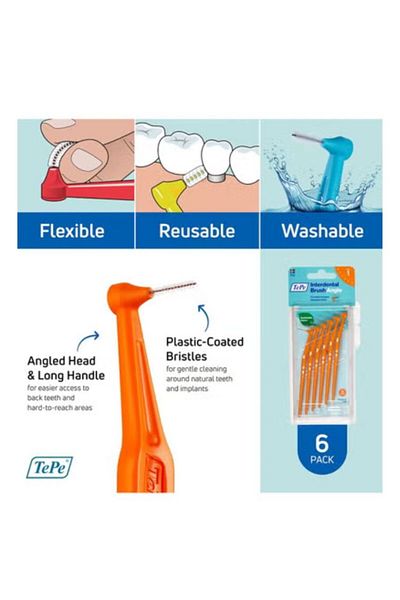 TePe Ultra Soft Interdental Brushes Orange 0.45 mm 6 Pieces