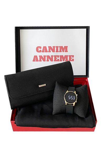 Carlino Mother's Day Combed Cotton Shawl Carlino Wallet Digital Wristwatch