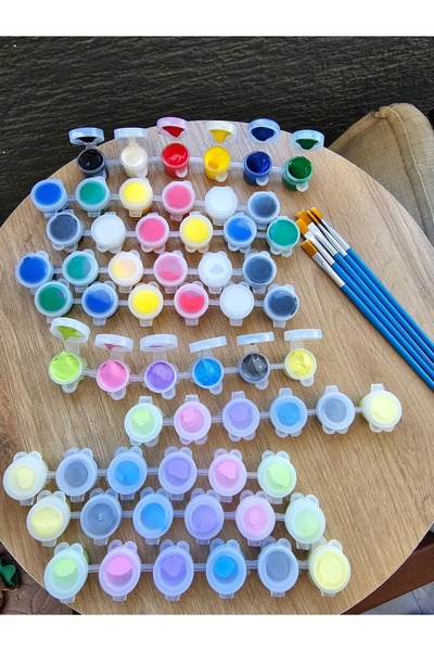 NEON PLUS Akrilik Boya 12 Renk 3ml Etkinlik Seti Toplam 10 Adet Ve 5 Adet Fırça